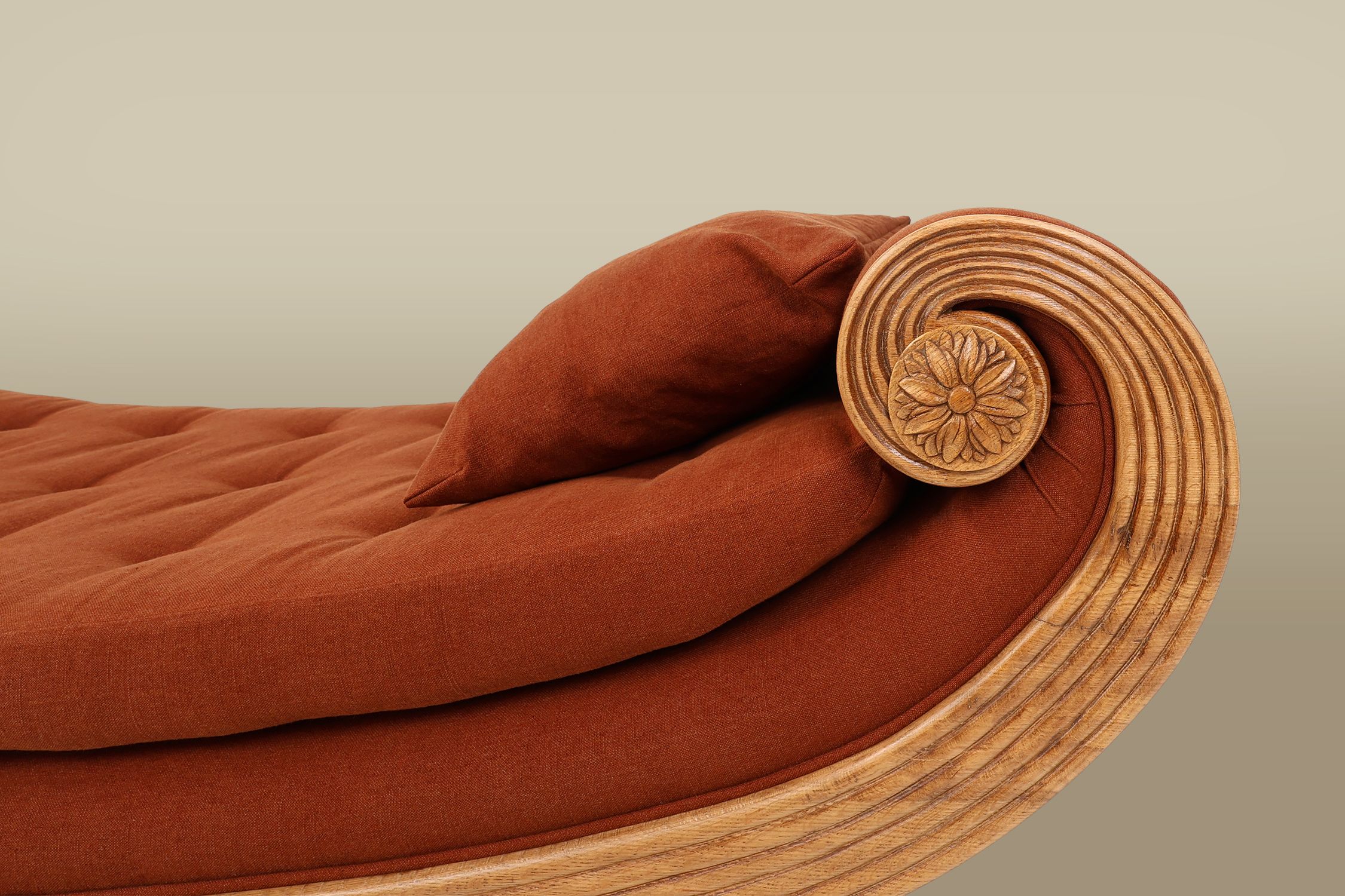 French hand carved oak daybed in Empire stylethumbnail